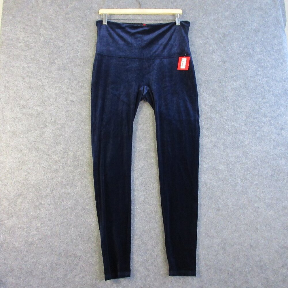 Spanx Leggings Women 1X Blue Velvet Skinny Pull On Stretch Shapewear Pants 310